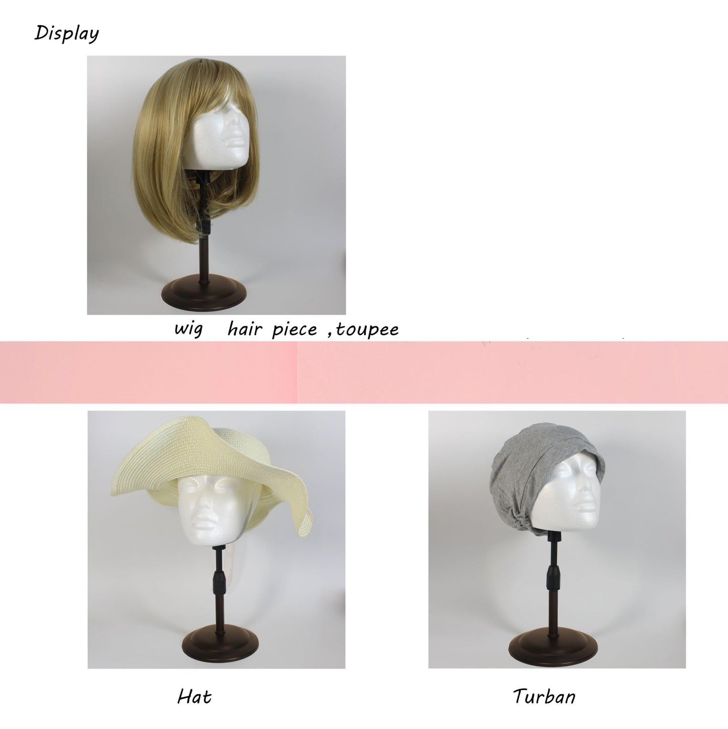 FASHION DO 2 PACKS Adjustable wig or hat styrofoam mannequin head holder stand (13   to 17   )