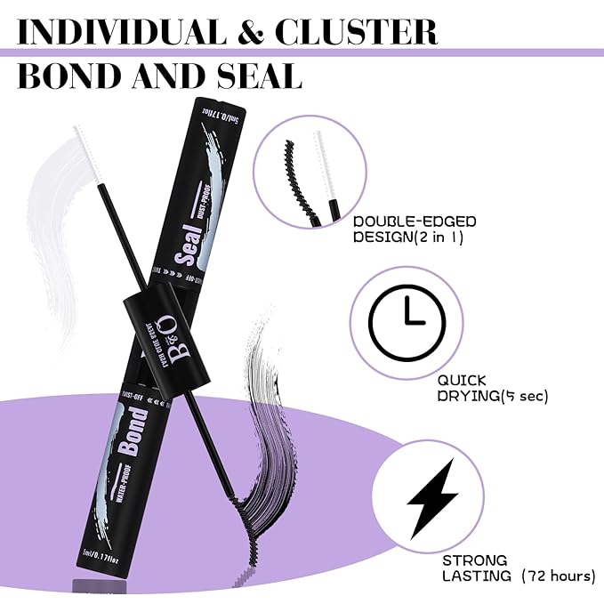 B&Q Lash Clusters Kit 280PCS Eyelash Clusters Kit,30D 50D C 9-16MIX Individual Lash Comfortable Eyelash Extension Set, Classic Look with Bond and Seal Waterproof, Remover DIY at Home(Set,30D+50D-C)