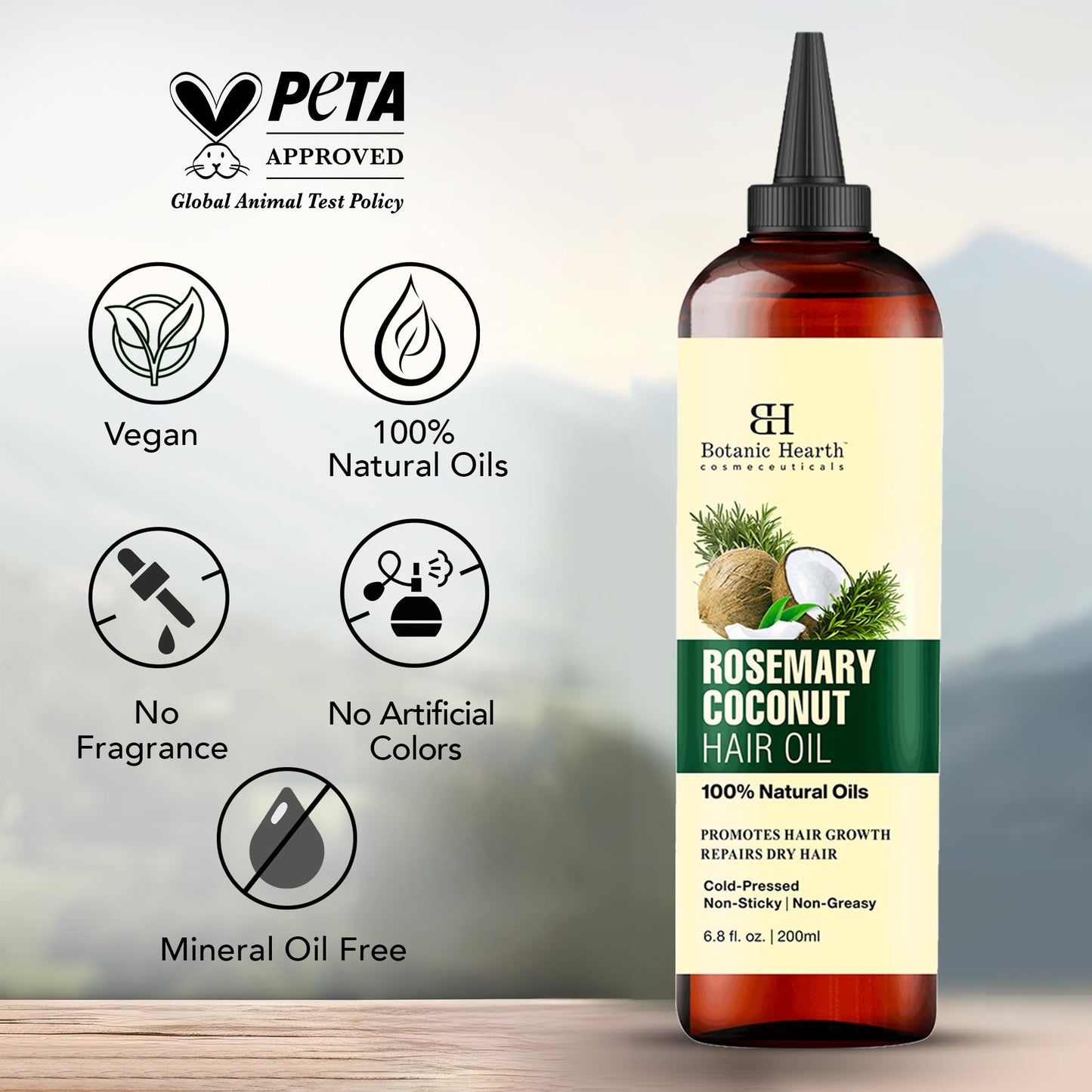 Botanic Hearth 100% Pure Rosemary Oil For Hair Growth | Infused with coconut Oil | Hair Oil Repairs Dry Damaged Hair, Strengthening, Healthier - Hair Tonic, 6.7 fl oz