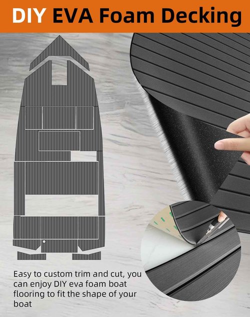 EVA Foam Boat Decking with 3M Adhesive Backing - 94.5"x31.1" Marine Carpet Faux Teak Sheet for Yacht, Fishing Boat, Kayak, Motorboat, RV Floor Helm Pad