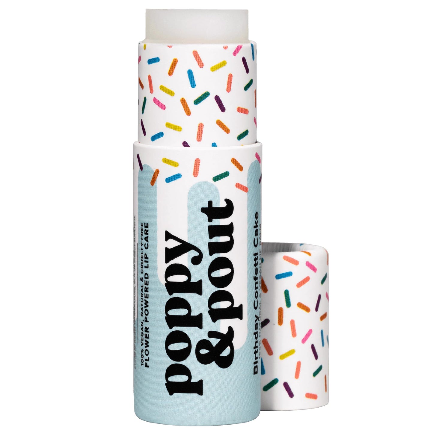 Poppy & Pout Birthday Cake Jumbo Lip Balm | All Natural Lip Balms & Moisturizers | Hydrates with Beeswax, Vitamin E, Organic Coc