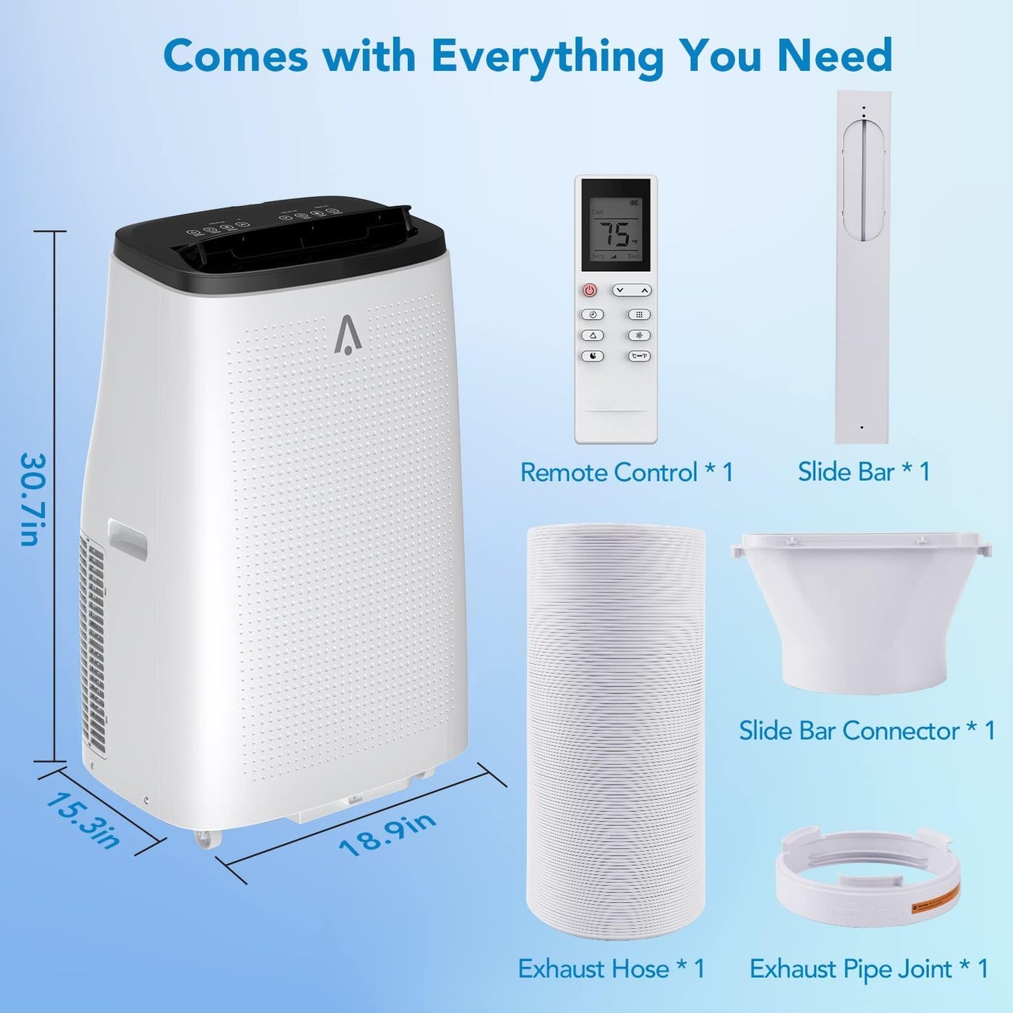 GarveeLife 14,000 BTU Portable Air Conditioner for Room Up to 750 Sq. Ft, 3-In-1 Air Conditioner w/Remote, Fast Cooling In 10 Mins, Smart Touch Panel, 24 Hours Timer Function, Auto Shut-Off