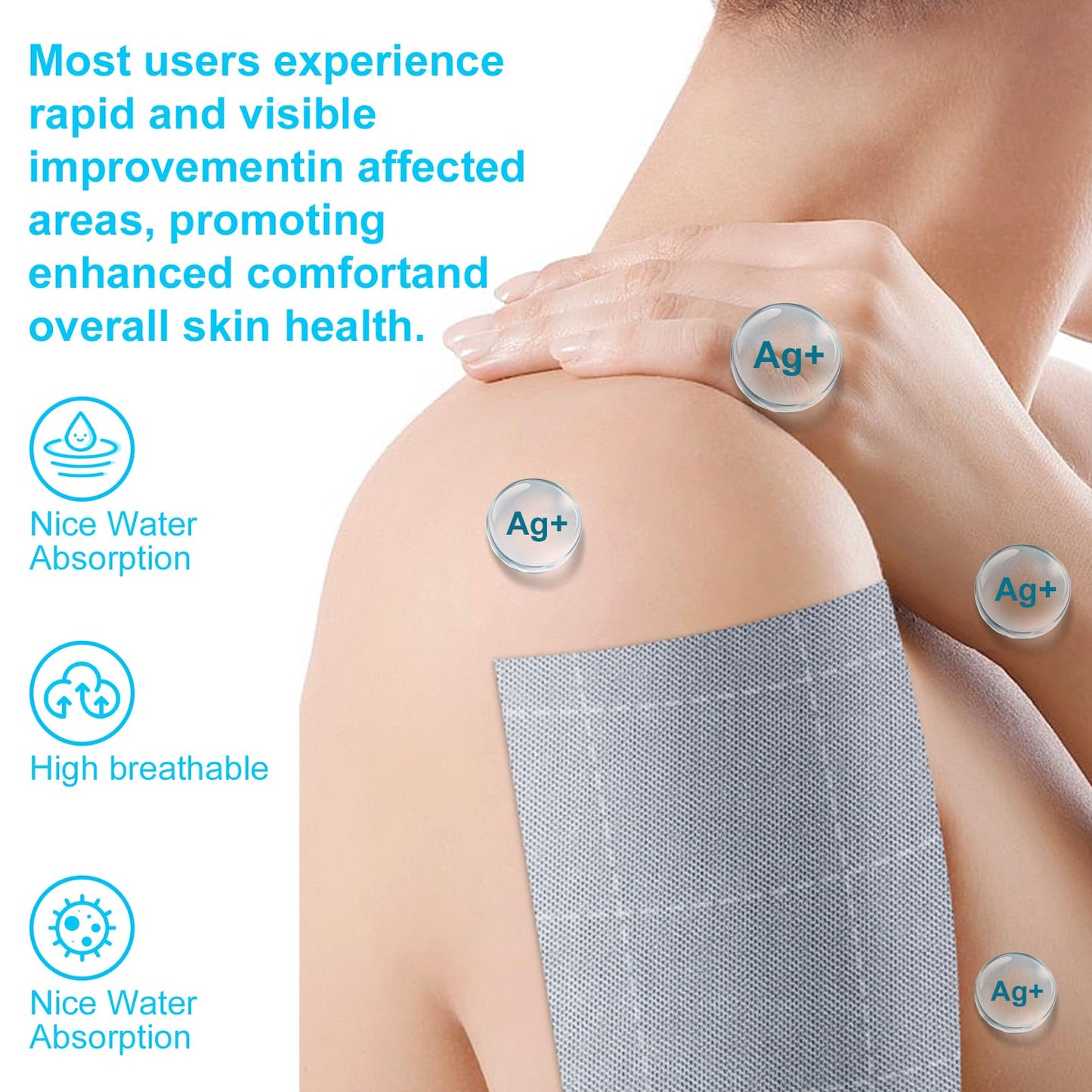10x144 Inch Silver Infused Fabric Roll, Breathable & Non-Adherent Wound Dressing Wrap for Skin Fold Protection, Soft Medical Bandage Liner, Custom-Cut