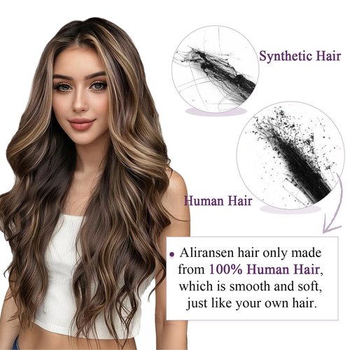 Hair Extensions Clip in Extensions, Clip in Hair Extensions Real Human Hair, 22 Inch Remy Human Hair Extensions Clip ins for Women, 7Pcs 85g, Balayage Chocolate Brown to Caramel Blonde