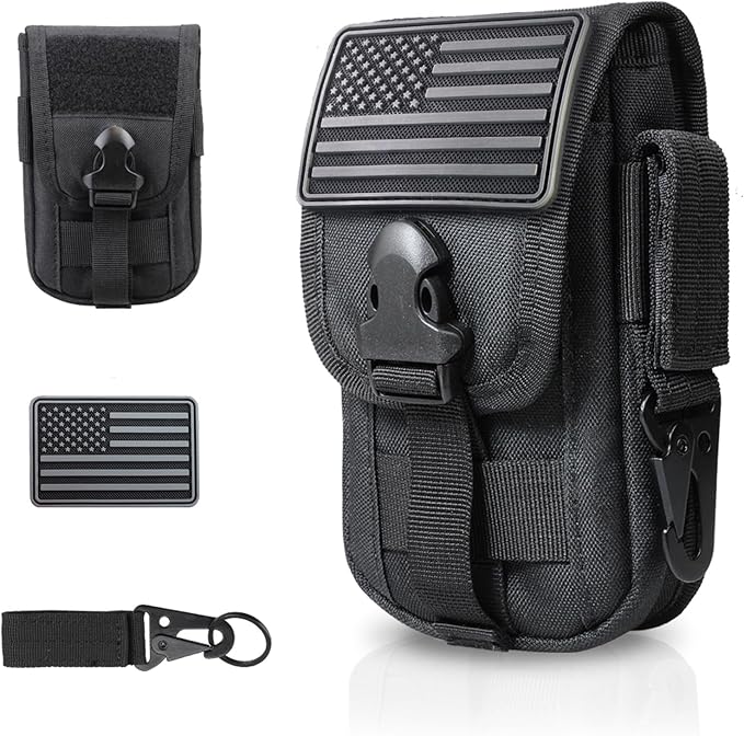 WYNEX Tactical Phone Pouch Molle,Smartphone Holster Bag EDC Utility Cellphone Lock Card Holder Organizer Fit for Waist Bel...