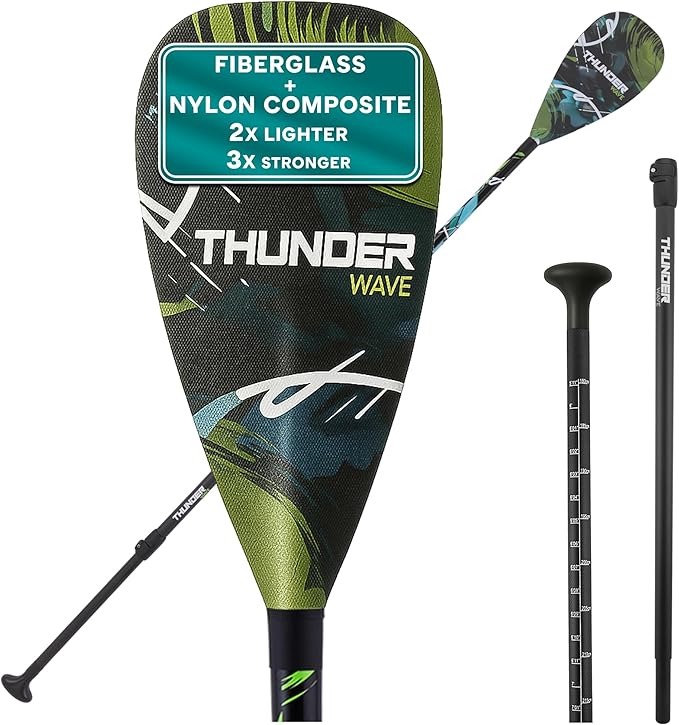SereneLife Stand Up Paddle Board Paddle, 3-Shaft Adjustable SUP Paddle with Teardrop Blade, Lightweight Carbon Fiber Desig...