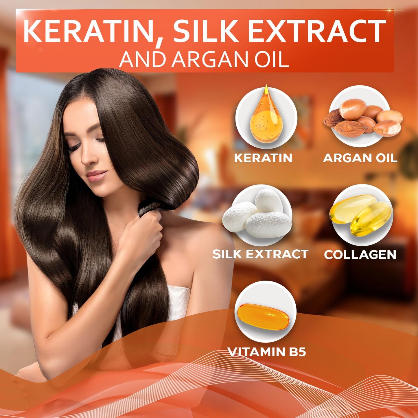 Keratin Shampoo and Conditioner Set - Sulfate Free and Paraben Free - Salon Thickening Treatment for Dry, Damaged, Curly, Frizzy