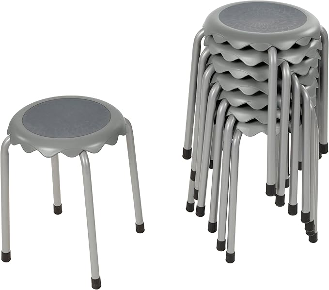 Back2School Express Blossom Stackable Stools, Flexible Seating, Grey, 8-Piece