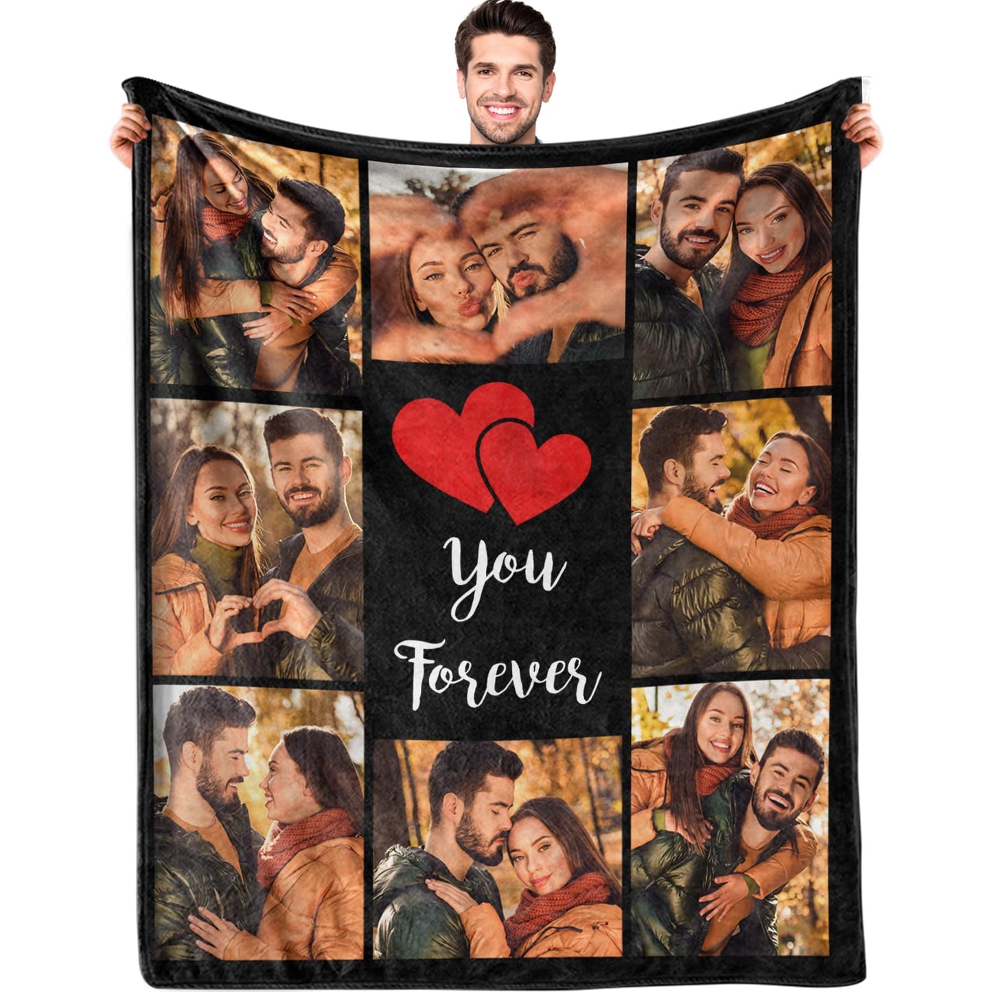 Yoltotude Ships Next Day Custom Blanket with Picture Text Personalized Throw Blanket Photo Collage Blankets Customized Valentines Day Gifts for Couple Girlfriend Boyfriend Her Him Wife Husband
