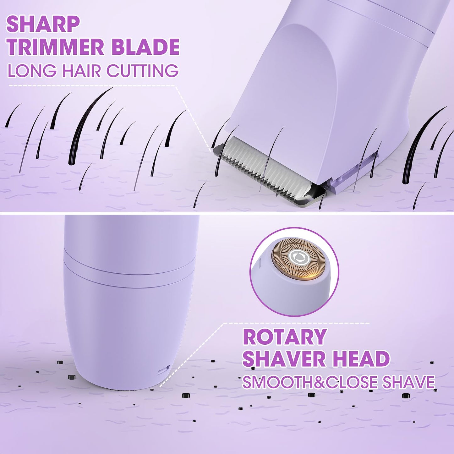 Bikini Trimmer Electric Razors for Women,3 in 1 Body Hair Removal Kit for Face,Pubic,Arm, Leg, Armpit, Bikini Trimmer,Painless I