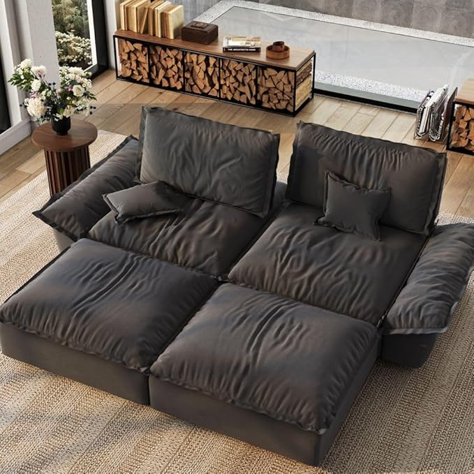 POVISON Oversized Modular Sectional Sailboat Sofa for Living Room with Adjustable Backrest Modern Sectional Couches Loveseat Large Deep Sofa 2 Seats with 2 Ottomans Comfy Cloud Couch for House Office