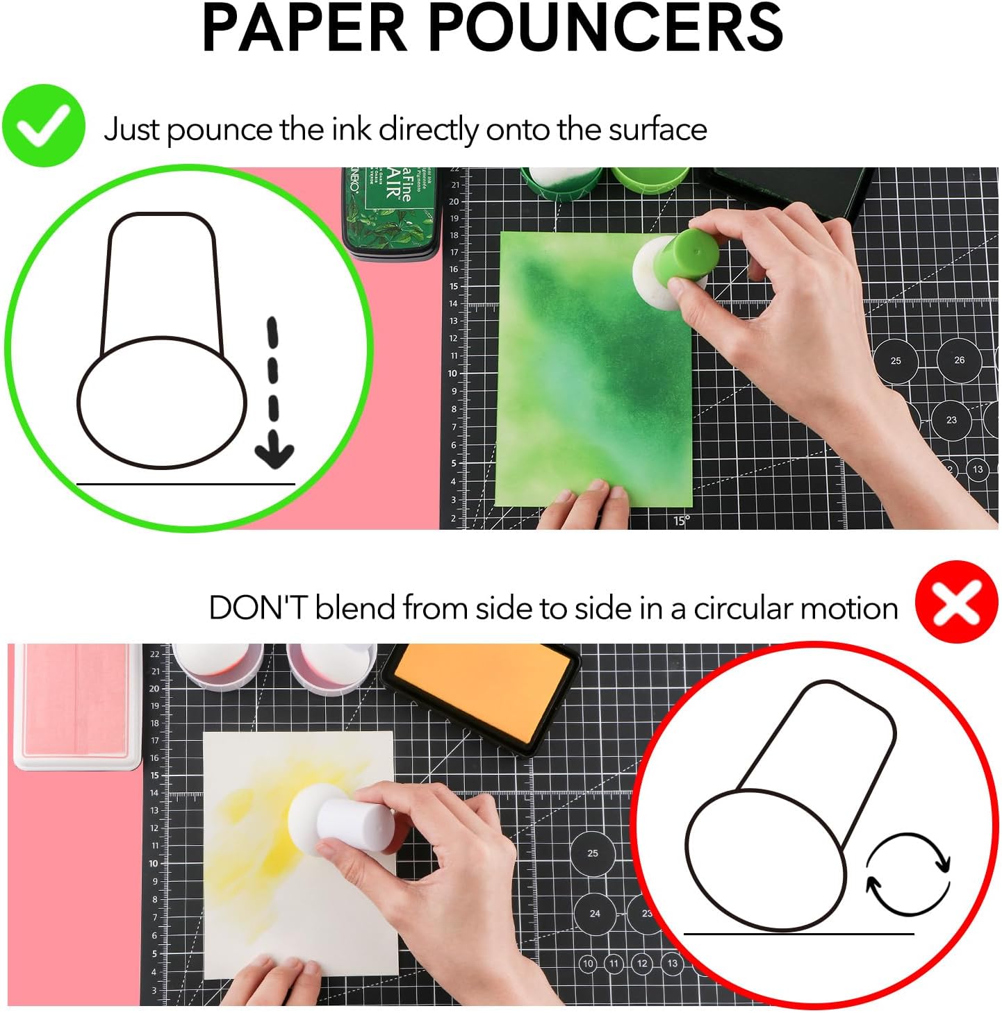 19PCS/Sets Sponge Applicator Ink Applicator with Storage Cases,Paper Pouncers for Direct Ink Application On Crafts Projects Easily,Inking Sponge for Stamp Ink Distressing,Blending Card Making Tools