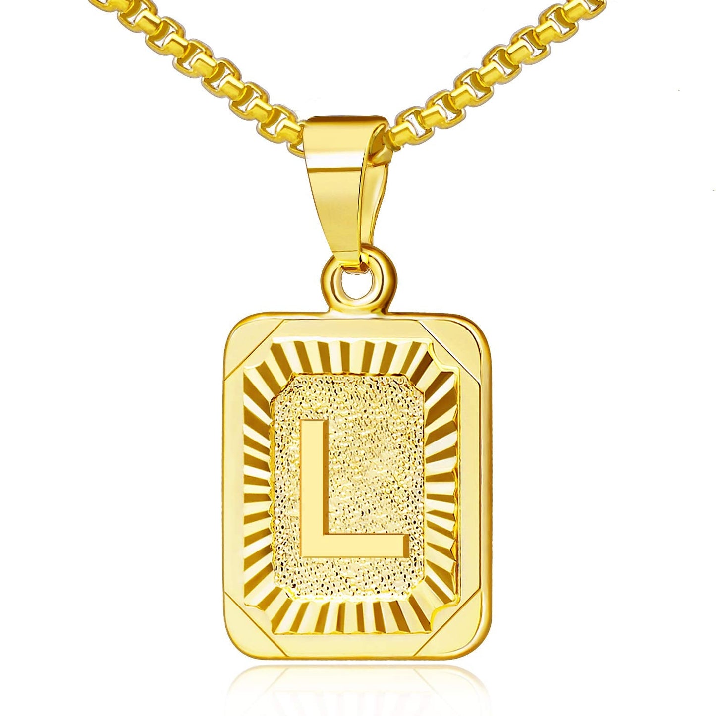 JSJOY Initial Necklace for Women Men, Gold Initial Pendant Necklace Monogram Letter L Necklace Boys Necklaces for Gradaution Gif
