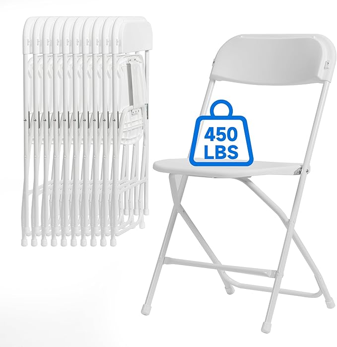 Winlice 10 PCS Plastic Folding Chair, Portable Commercial Chair, 450 LB Capacity Premium Plastic Folding Chairs, Folding C...