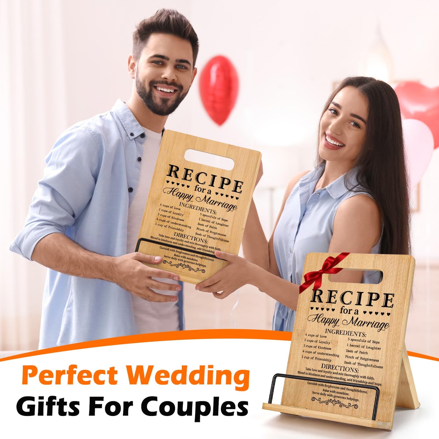 Wedding Gift for Couples 2025, Bridal Shower Gifts for Bride and Groom Engagement, Happy Marriage Cookbook Stand, Gifts for Wedding Shower, Newlywed Mr and Mrs Gifts Bride to Be Gifts