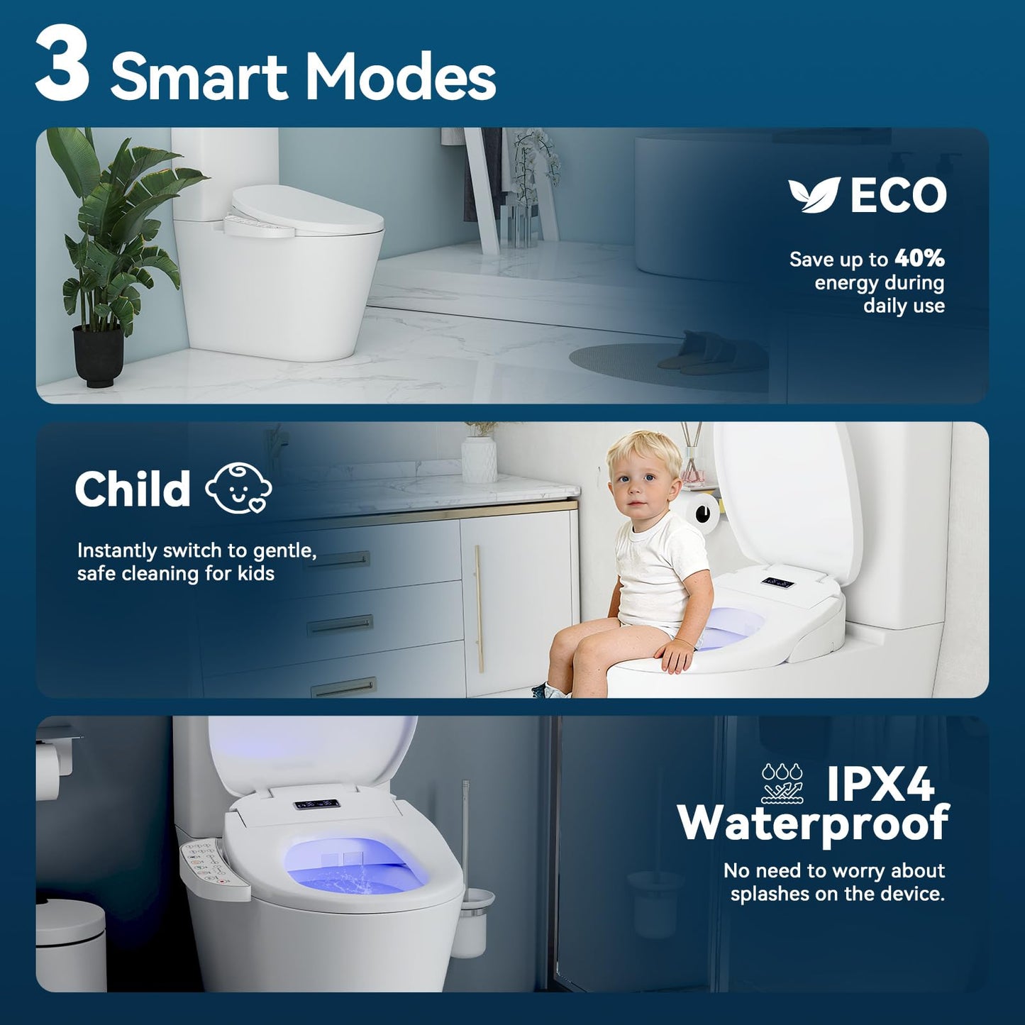 KioGro Electric Heated Bidet Toilet Seat with Touch Panel, Warm Water Wash, Self-Cleaning Nozzle, Warm Air Dryer, Deodorizer, Soft-Close Lid, LED Display & Night Light, Easy Install, Elongated