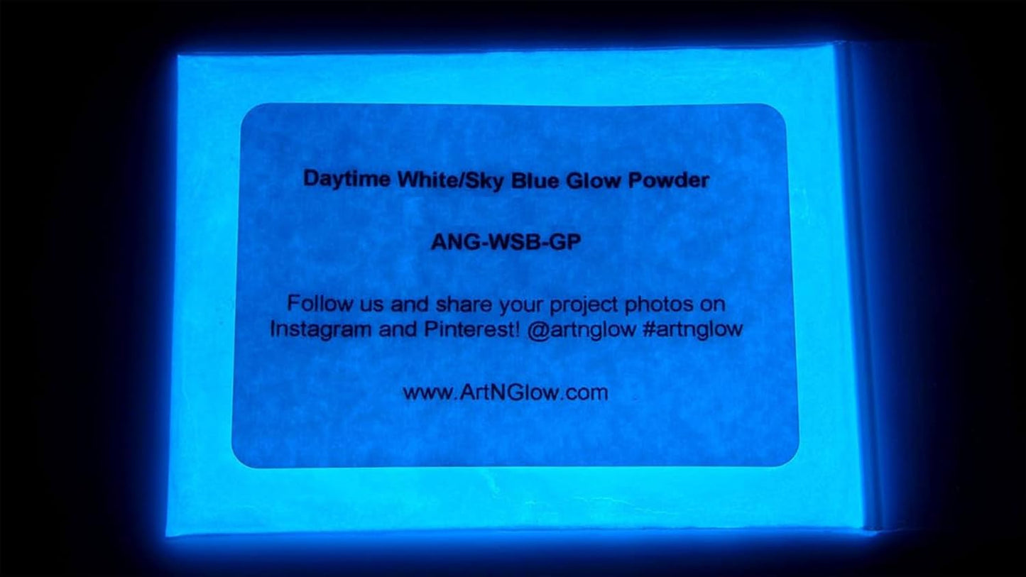 Glow in The Dark Pigment Powder - Neutral and Fluorescent Color for Art Painting, Fine Art, Nail Art Paint, and DIY Crafts - Long Lasting, 10+ Color Options - Neutral Sky Blue - (120 Grams/4 Ounces)