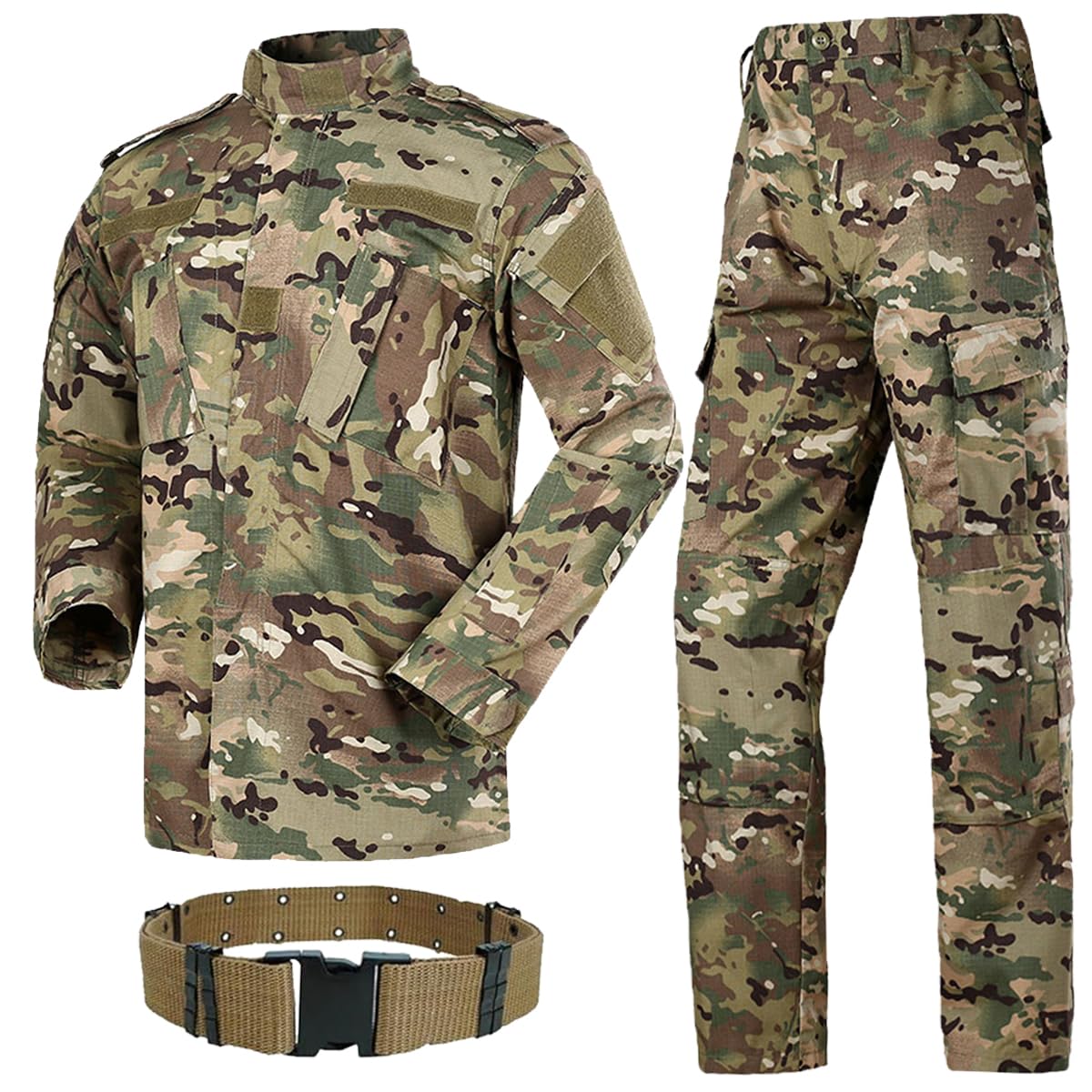 HANSTRONG GEAR Men Tactical BDU Combat Uniform Jacket Shirt & Pants Suit for Army Military Airsoft Paintball Hunting Shooting War Game MC (XXL)