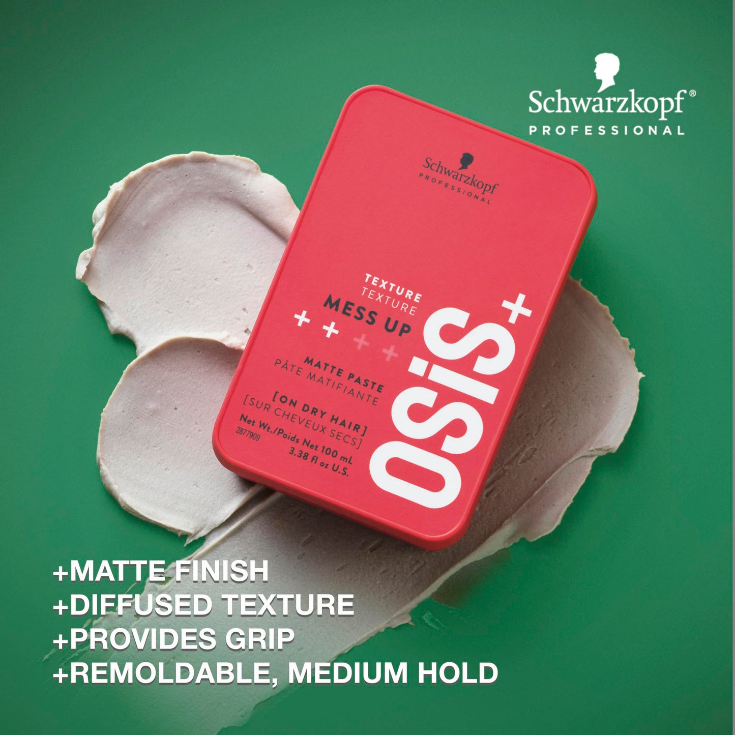 OSiS+ Mess Up, 6.76 oz (2 Pack) | Matte Paste for long-lasting Medium Control | Pliable, Moldable Styling Paste with Carnauba Wa