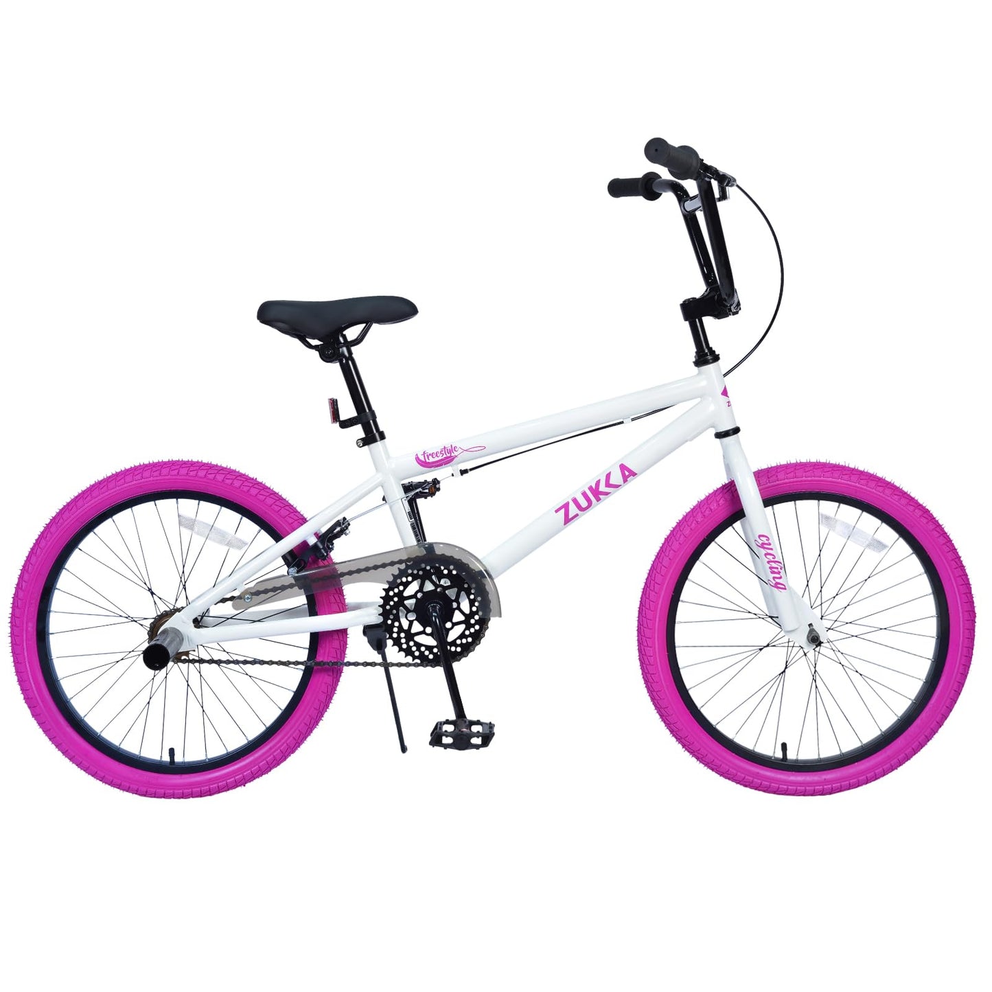 BMX Style 20 Inch Kids Bike for Boys/Girls Bicycle Ages 7-10 Years Old,1 Speed,Kids Cycle Bikes from Beginner-Level BMX to Advanced Riders with 2 Pegs,Rear Caliper Brakes，Durable Steel Frame，White