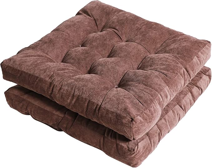 Tiita Indoor/Outdoor Chair Cushions 22" x 22" Seat Pillow Cushion Set of 2 Square Chair Pads for Sitting Patio Garden Floor Throw Pillows, Coffee