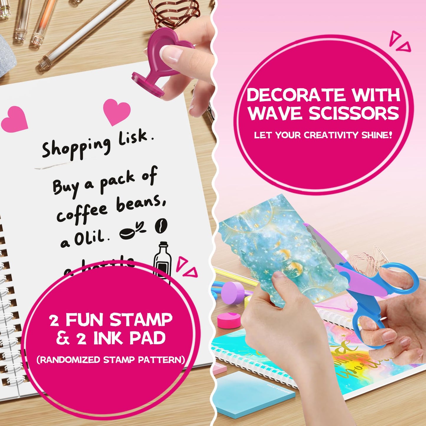 2-Pack DIY Journal Kit for Girls Ages 8-14,DIY Journal Set Stationary Birthday Gifts Ideas for Girls,Art Crafts for Tween Kid Scrapbook & Diary Supplies Set