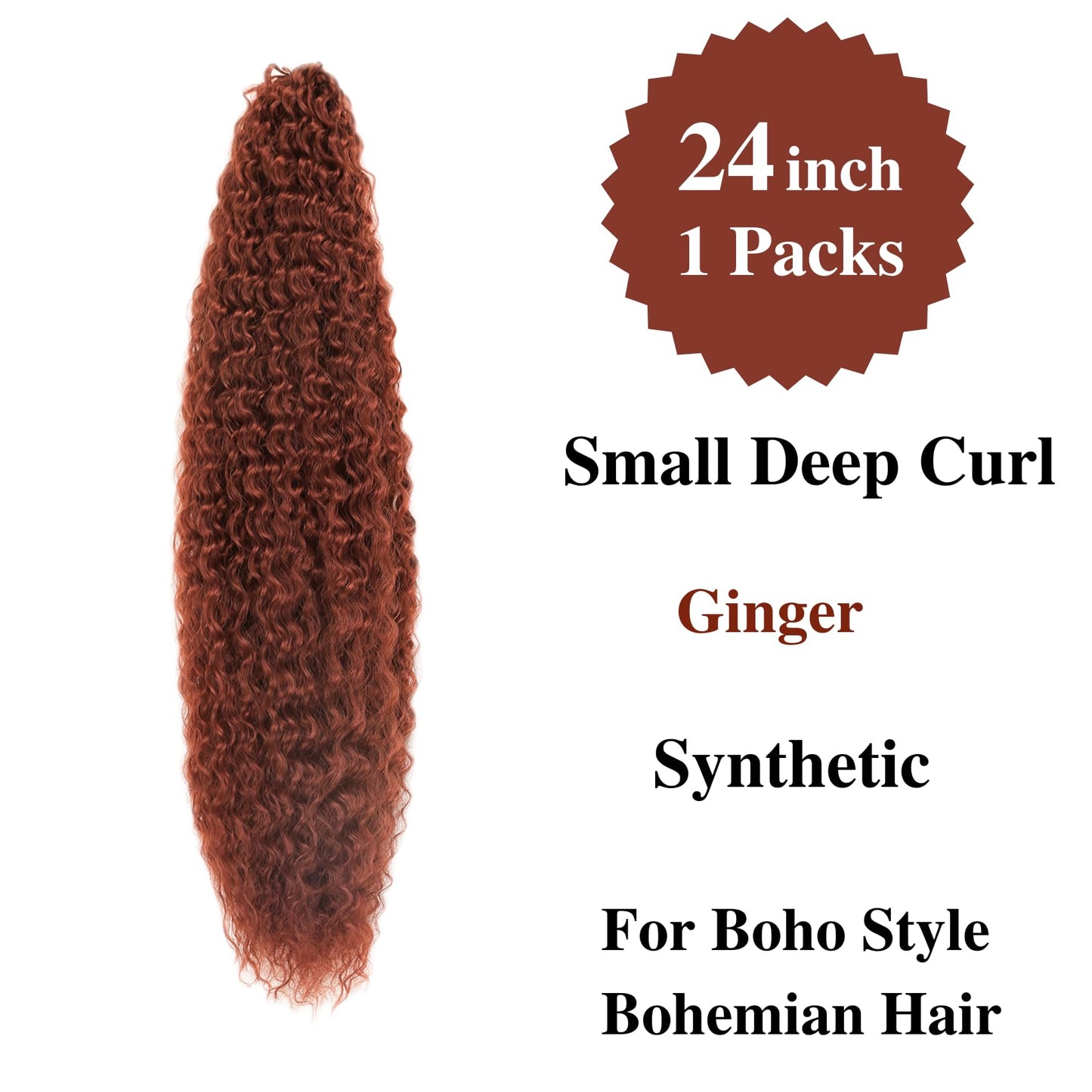 Ginger Braiding Hair Pre stretched Boho Hair for Mermaid Braiding Hair Extensions Micro Curl Boho Braids Curly Crochet Bohemian