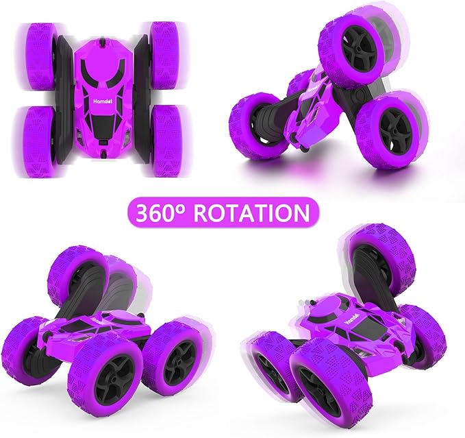 Remote Control Car for Kids, 360° Spinning RC Stunt Car with Lights, 4WD Electric Off-Road Vehicle, 2.4GHz Rechargeable Toy Cars for Boys Girls Age 6 7 8 9 10 11 12, Birthday
