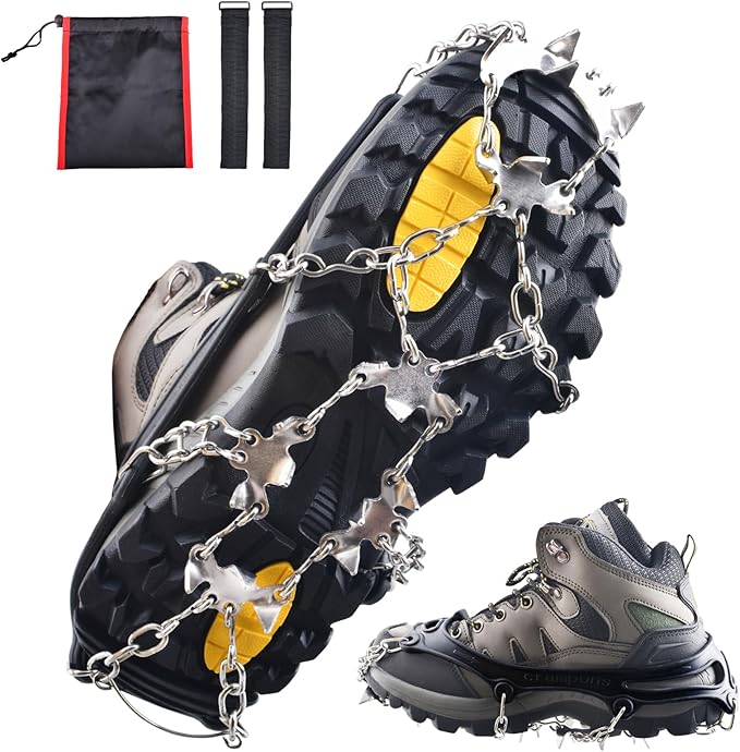 Azarxis Walk Traction Ice Snow Cleat Treads Grips Grippers Crampons Creepers with 19 Spikes for Shoes Boots Men Women Walk...