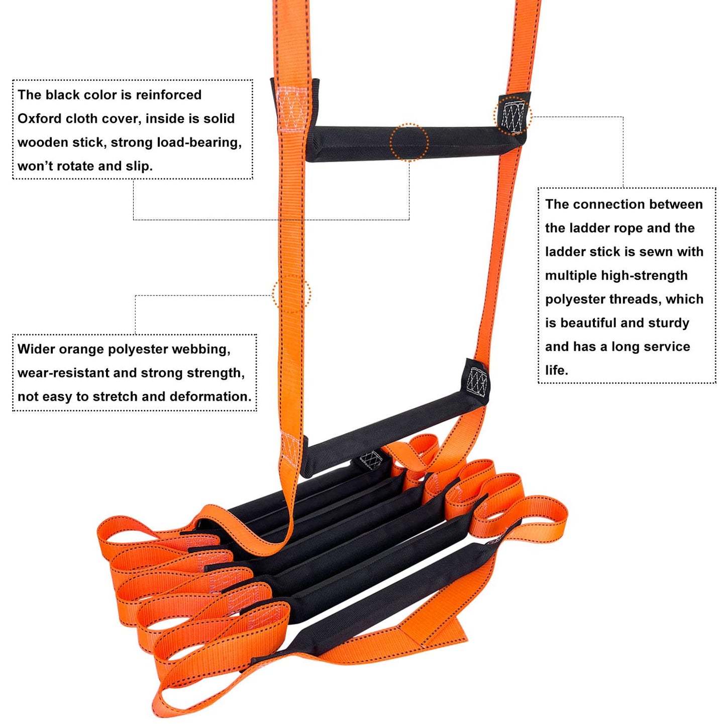 FKNGS Fire Escape Ladder, 13.1 Feet Emergency Fire Ladder, 2-3 Story Homes Reusable Safety Rope Ladder for Kids and Adults