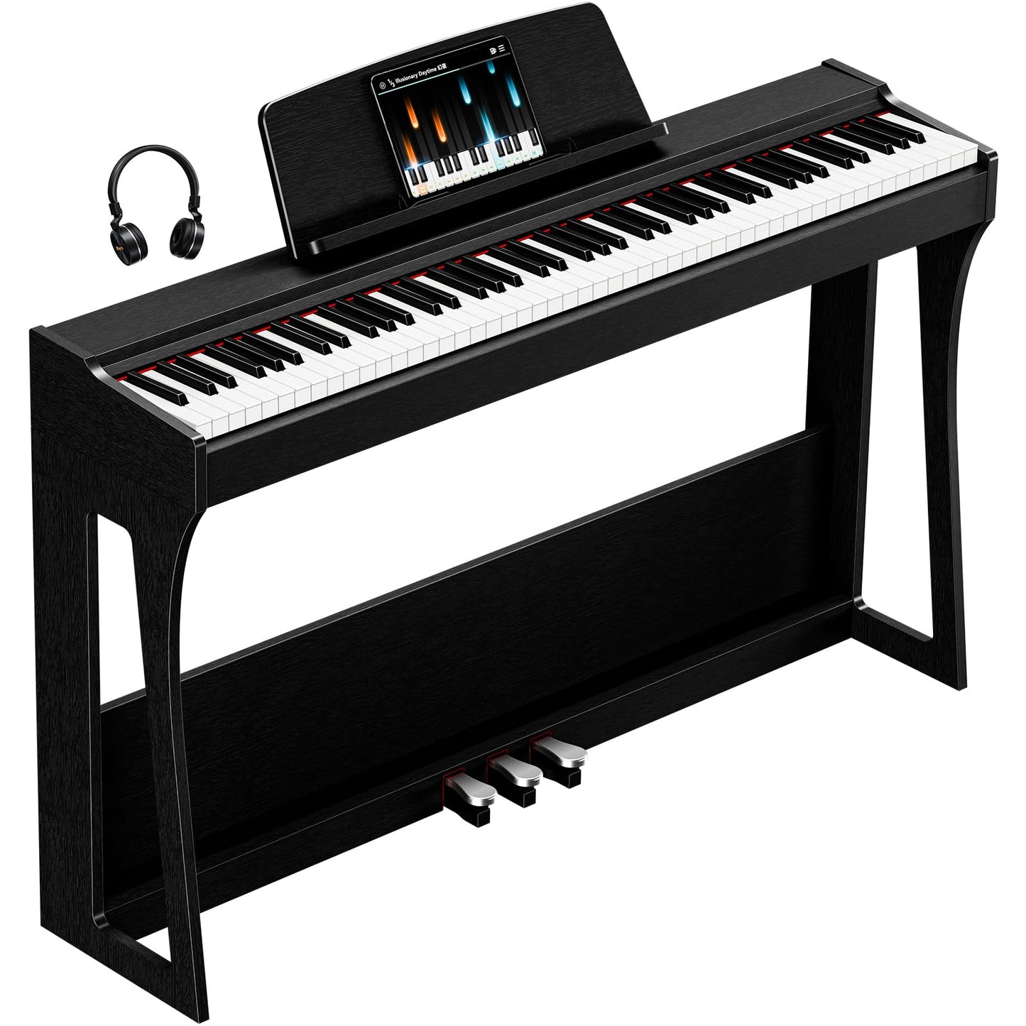 Rhymo 88 Keys Weighted Keyboard Piano, Full Size Hammer Action Digital Piano with Speakers, Wooden Upright Digital Piano, Electronic Piano Keyboard with Furniture Stand Suitable for Beginners