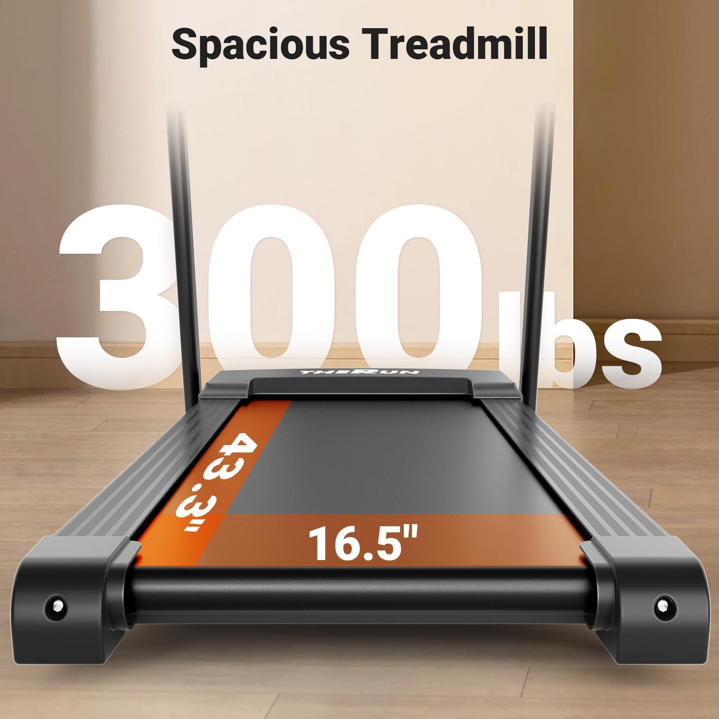 THERUN Incline Treadmill, 0-12% Auto Incline Treadmill for Running and Walking, 300 lbs Weight Capacity, Wide Belt,3.0HP,18" LED Screen, 2 Layers Shock-Absorbing, Orange Black