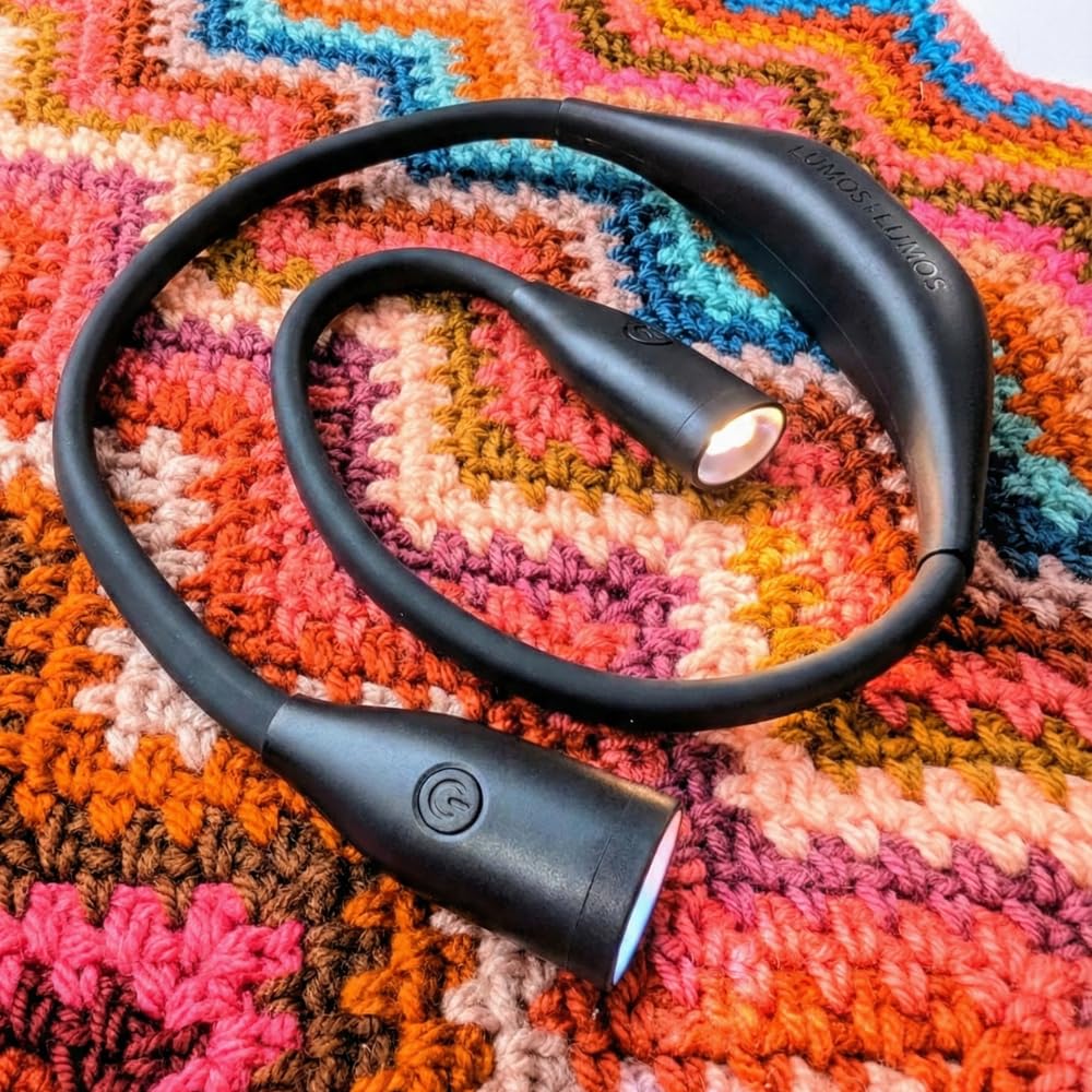 Lumos Knitting Light, Crafter Light Around Neck for Knitters and Crocheters, 3 Colors & Adjustable Brightness. Portable, Wearable, Rechargeable&Long Lasting (Black)