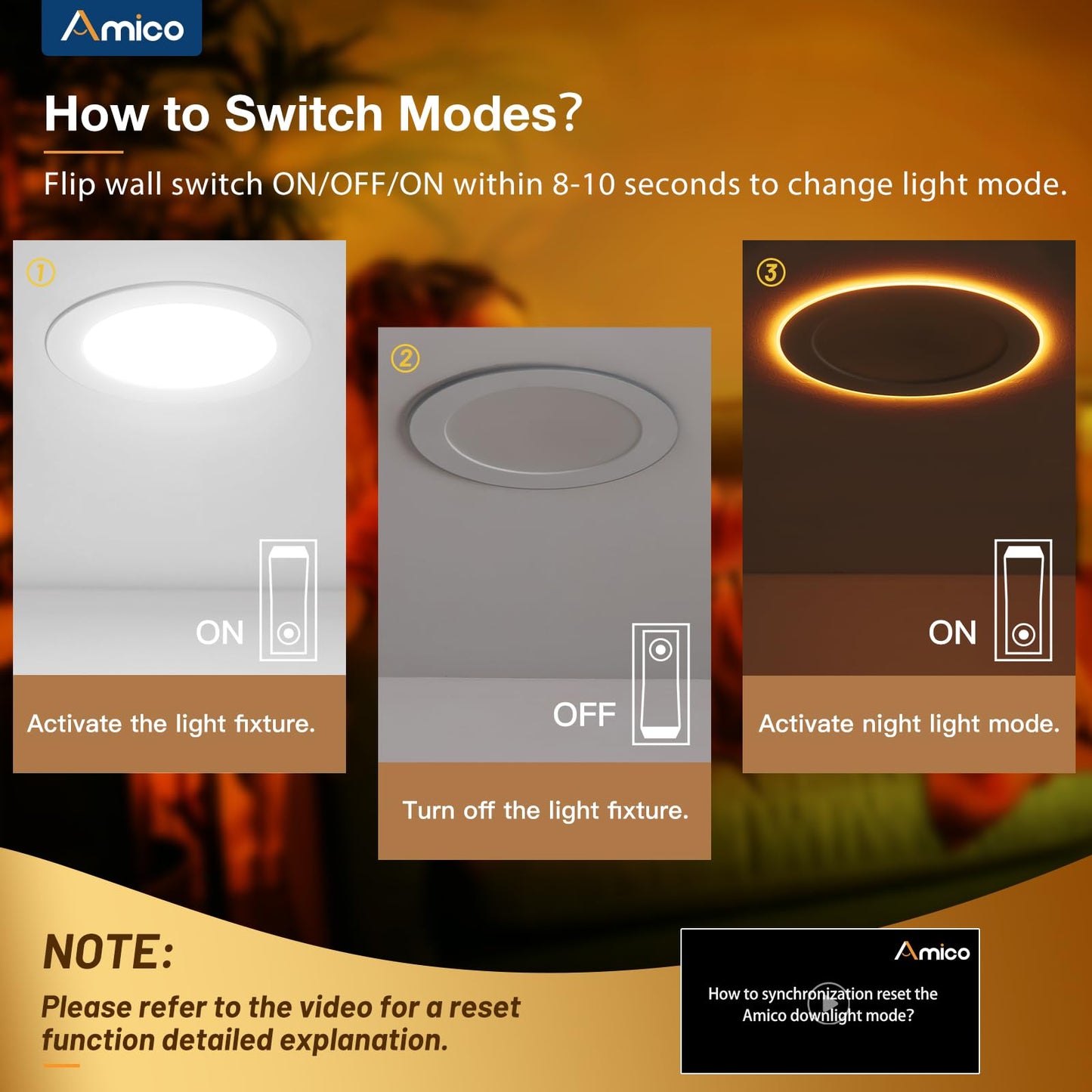 Amico 24 Pack 6 Inch 5CCT LED Recessed Ceiling Light with Night Light, 2700K/3000K/3500K/4000K/5000K Selectable Ultra-Thin Recessed Lighting, 12W=110W, 1100LM, Dimmable Canless Wafer Downlight ETL&FCC
