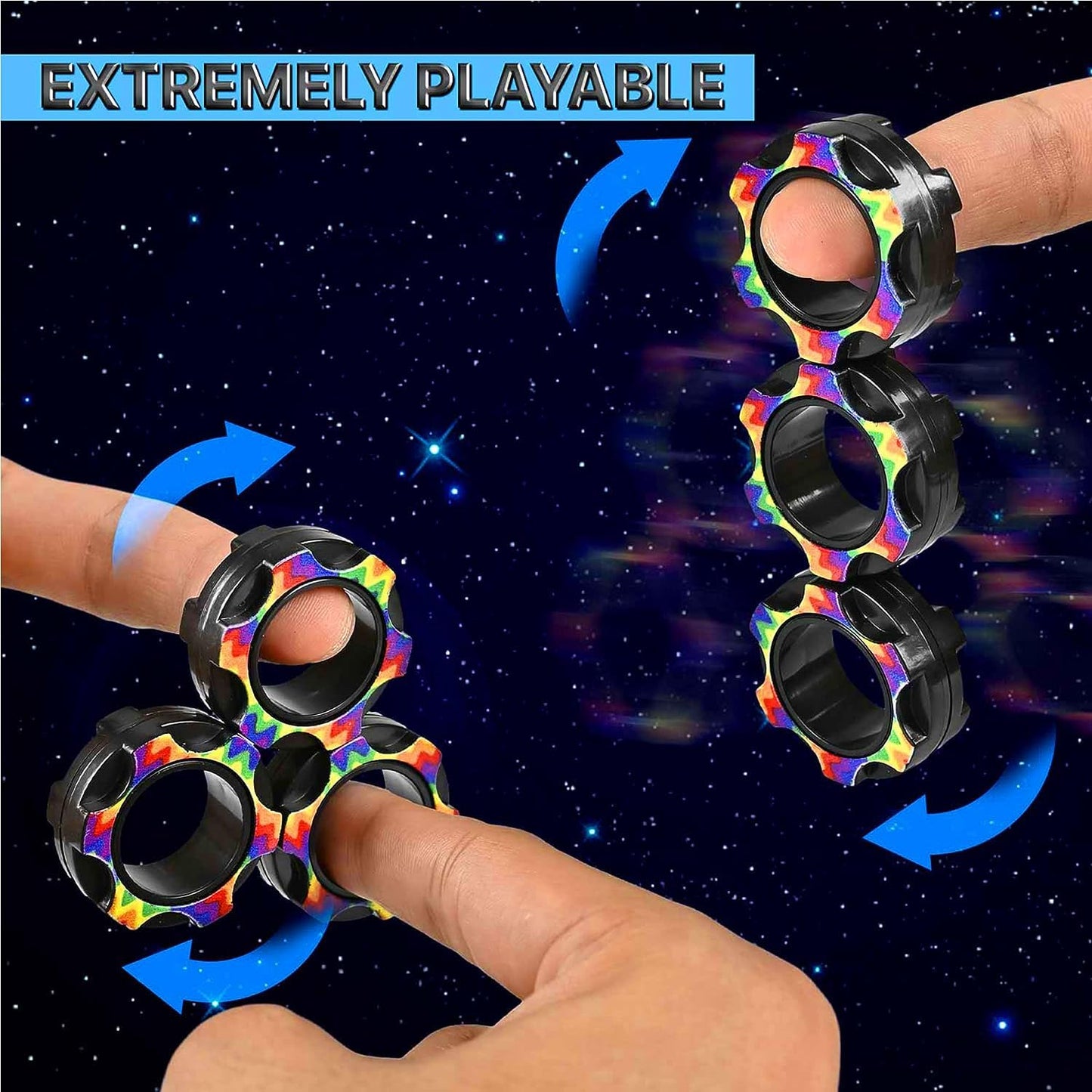 Dr.Kbder 5Pcs Fidget Toys Adults Set, Autism Sensory Pack with figette Cube Magnetic Rings Pad ADHD Stress Relief for Kids Teen, Cool Gadget Desk Spinner Christmas Stocking Stuffer