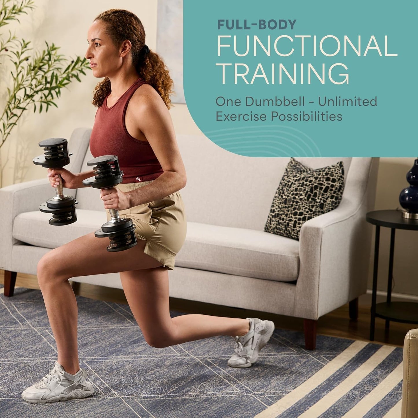 Lifepro Powerup Plus Adjustable Dumbbell Set — 5-25 lb with Twist-Select & Non-Slip Handle — Space-Saving Weights for Home Gym Strength Training