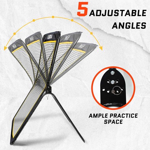 KuiBonu Lacrosse Rebounder, 5x7ft Volleyball Rebounder Net with 5 Bounce Back Angles, Neon Target and Lacrosse Ball, Rebounder for Volleyball Lacrosse Baseball and Soccer Practice