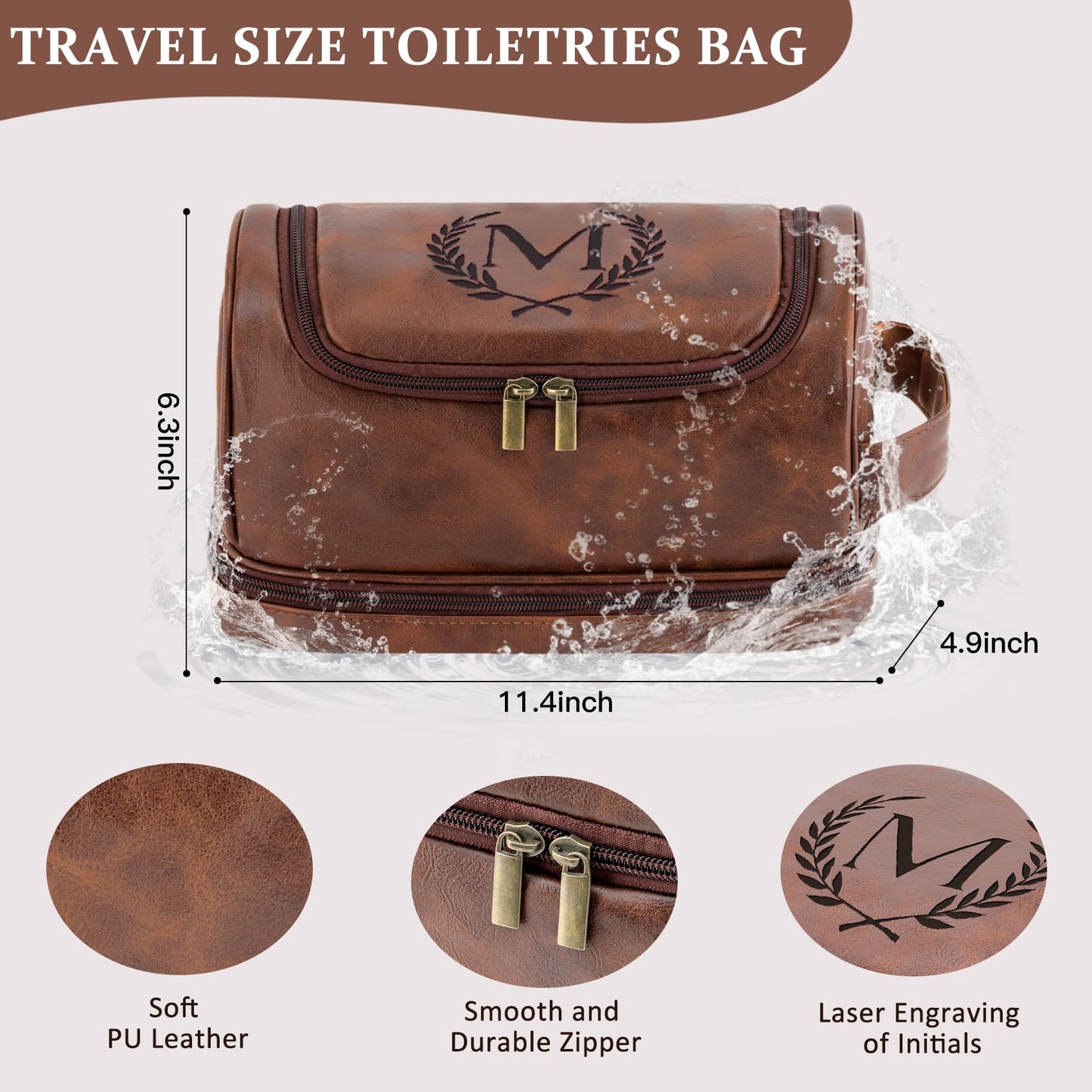 Aganmi Personalized Husband Birthday Gift from Wife Travel Toiletry Bag for Men Him, Cool Valentines Thanksgiving Christmas Anniversary Birthday Gifts for Husband Boyfriend Partner, Reddish Brown C