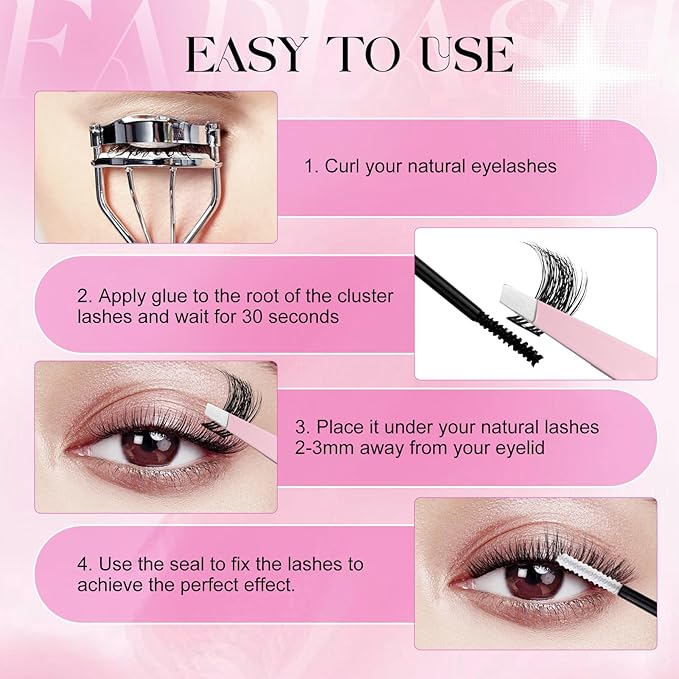 FADLASH Lash Clusters Individual Lashes 10-18mm Eyelash Clusters D Curl DIY Lash Extension Clusters Wispy Cluster Lashes (KLS242+CLS015-07D-Mix10-18)