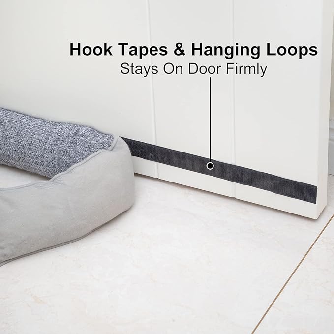 Marwood Under Door Draft Stopper 32 inch Wind Stopper for Door & Window, Weighted French Air Draft Stopper Front Door Snake Noise Blocker for Bottom of Door with Hanging Loops - Grey