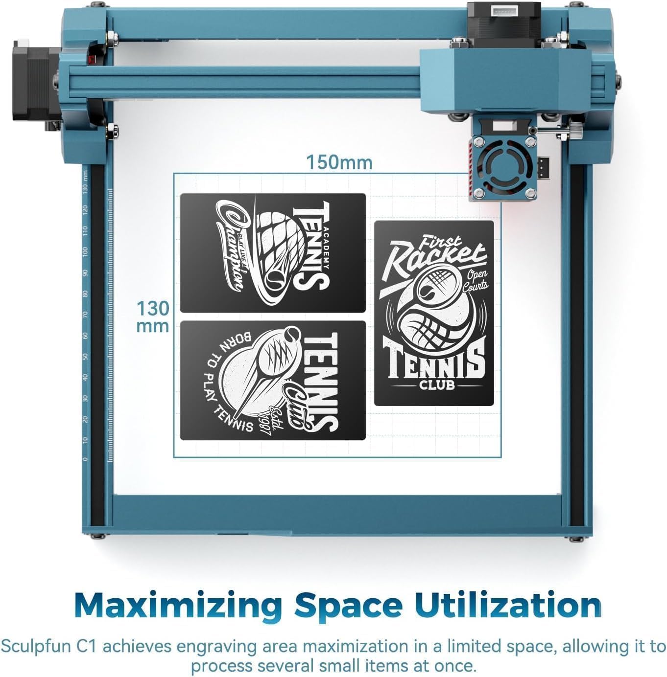 SCULPFUN C1 Mini Laser Engraver with SCULPFUN RA Mini Rotary Roller, 3W Portable Engraving Machine, 0.04mm Ultra-Fine Spot, 150x130mm Engraving Area, Works on Wood, Leather, Paper, Slate