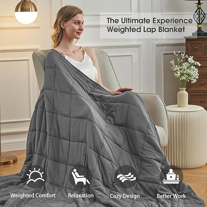 Weighted Blanket for Adults 15lbs, 60"x80", Queen Size Cooling Heavy Throw Blanket for 120-160lbs, Microfiber Soft Thick Big Blankets Weighted Comforter Breathable Gift for Sleeping, Grey