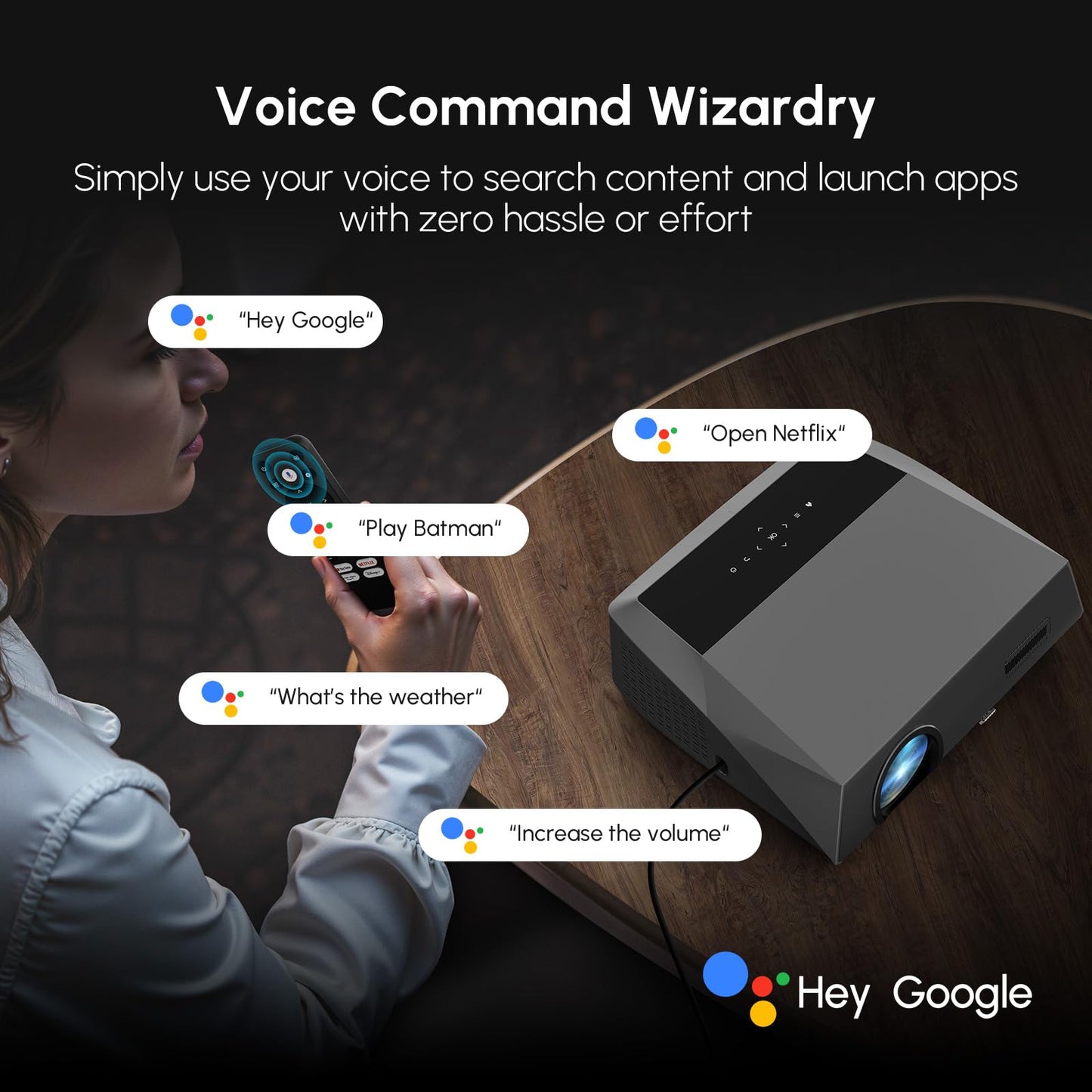 4K Smart Projector Google TV Home Theater, 2300 ANSI Ultra HD Daytime Projector with HDR10+, MEMC, ToF + CMOS AI Autofocus, NFC, HDMI ARC, DD+ &WiFi&Bluetooth for Bright Rooms, Outdoor Movies & Gaming