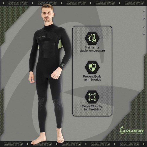 GoldFin Wetsuit for Men, Mens 3mm Wetsuits Fullbody Back Zip Keep Warm in Cold Water