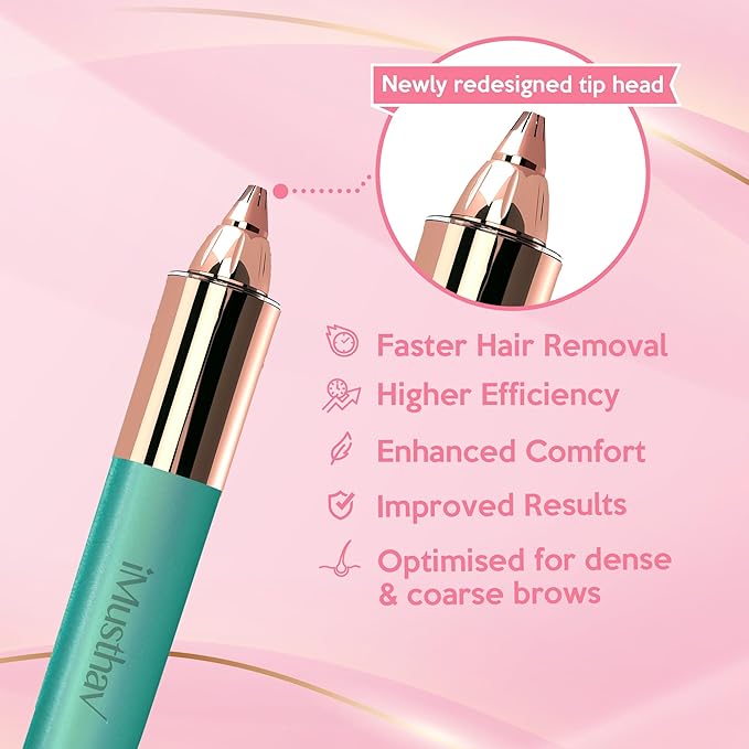 Eyebrow Hair Remover for Women | 18K Gold-Plated Head | 360° LED Light Portable Painless Epilator