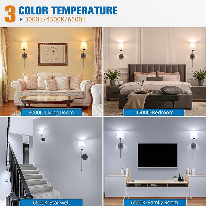 NIORSUN 19.9 inch Battery Operated Wall Sconce Set of 2,Black Rechargeable Wall Lights with 5200mAh Dimmable Detachable Bulbs and Remote,10 Colors Wireless Sconces for Bedroom Living Room Hallway