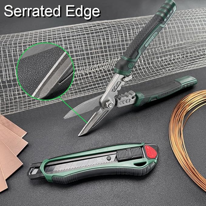 Heavy Duty Scissors, 8.5'' Multi-Functional Scissors, Comfortable Non-Slip Handle, Sharp Serrated Edge, Industrial Shears for Metal Sheets, Wires, Leather, Plastic, Hemp Rope