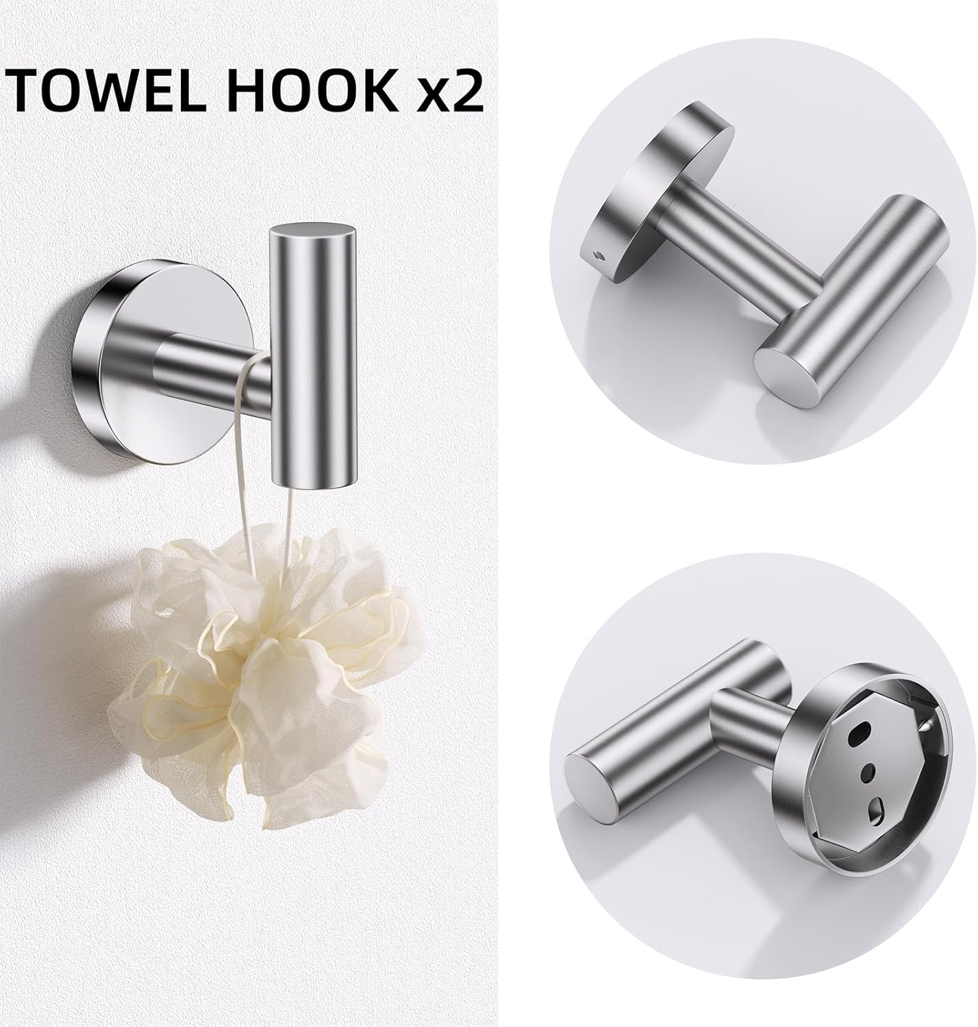 TURS Brushed 5 Piece Bathroom Hardware Set, SUS304 Stainless Steel Bath Towel Bar Set, Bathroom Towel Rack Set Wall Mounted