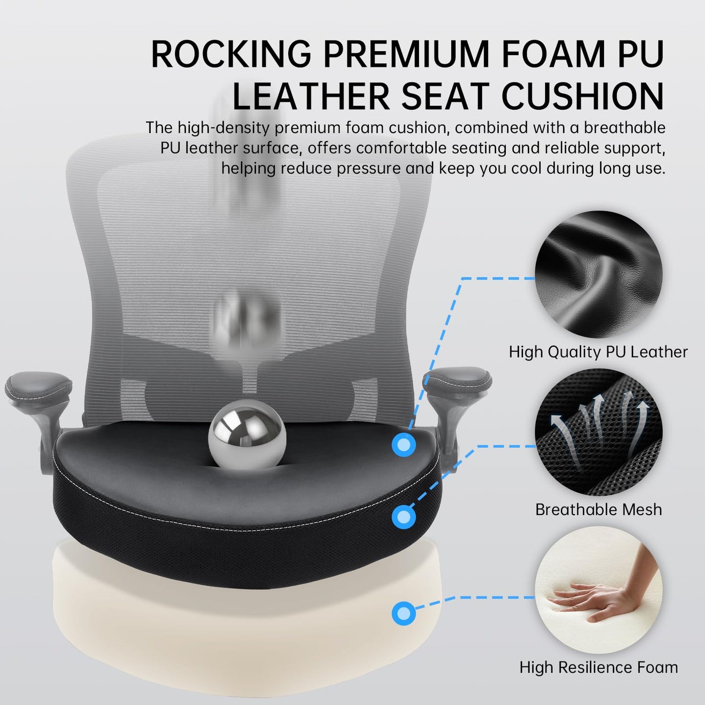 Heromate Office Chair-400lbs, Ergonomic Heavy Duty Office Desk Chair with Adjustable Lumbar Support Breathable Mesh Computer Chair with Flip-Up Armrests, Comfy Home Office Desk Chair for Heavy People