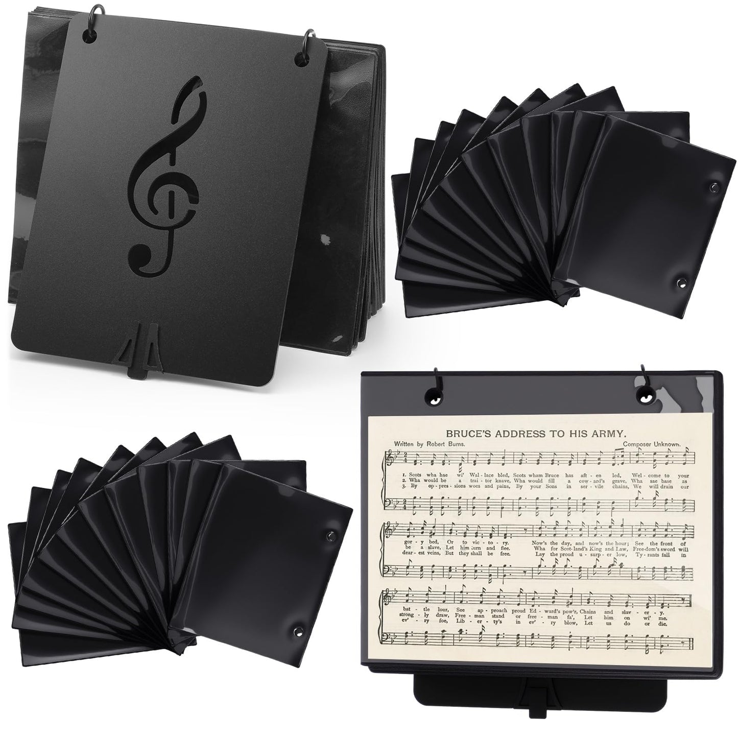 Feifeiya 2+20 Flip Folio Folder, Marching Band Music Flip Folder With 18 Windows Double Side 2 Holes Sheet Musical Page For Marc